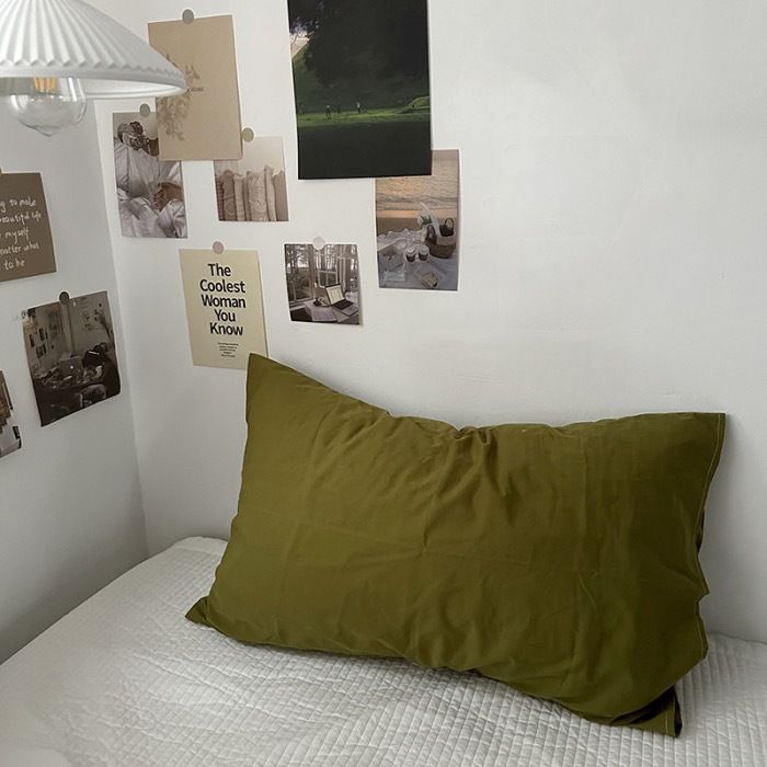 Pure Cotton Pillowcase 48x74cm Olive green L 48*74 single pillowcase